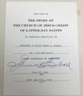 Image for THE STORY OF THE CHURCH OF JESUS CHRIST OF LATTER-DAY SAINTS (THE MORMONS) - Signed by Spencer W. Kimball to President Grant Stucki