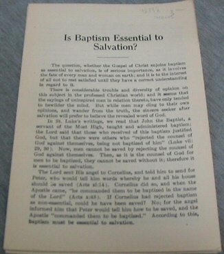 Image for Is Baptism Essential to Salvation?