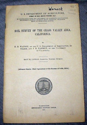 Image for Soil Survey of the Grass Valley Area, California