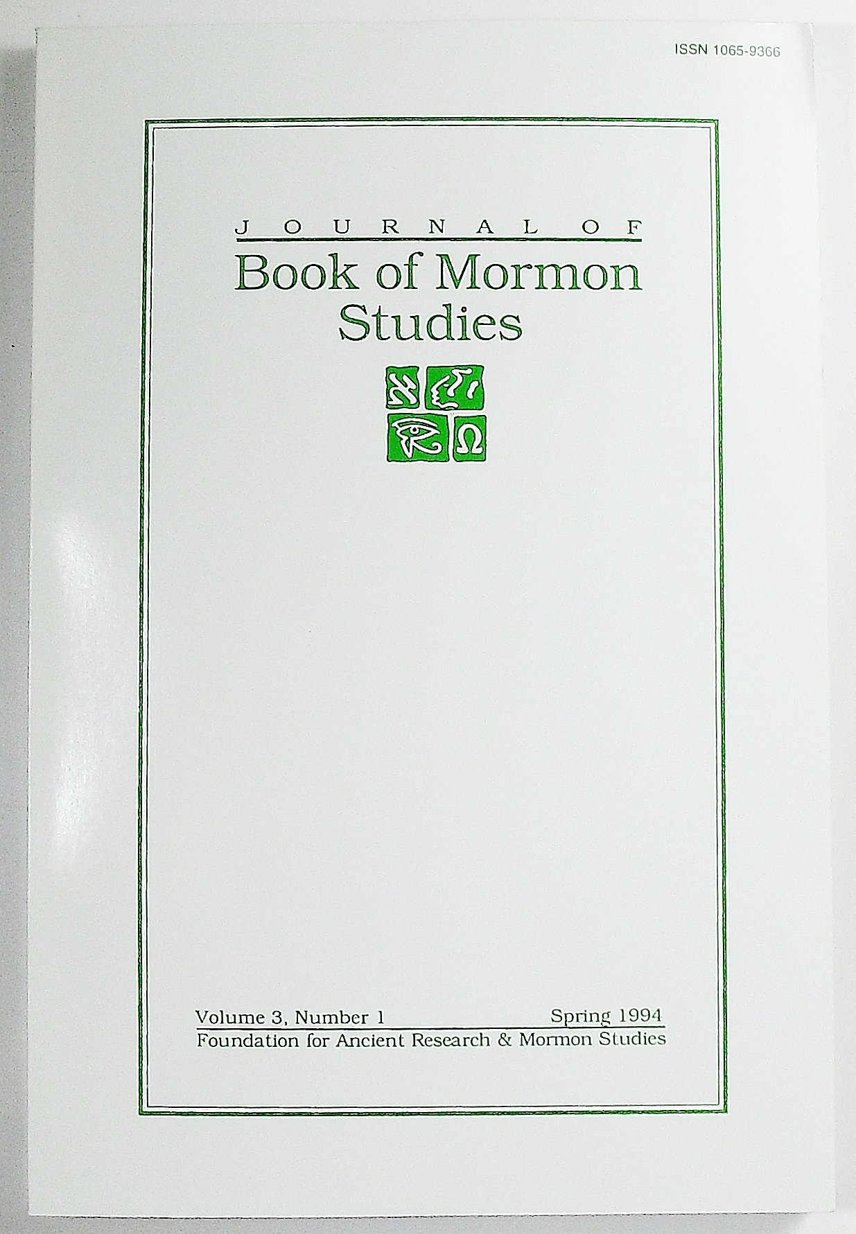 Image for Journal of Book of Mormon Studies;  Volume 3 Number 1, Spring 1994