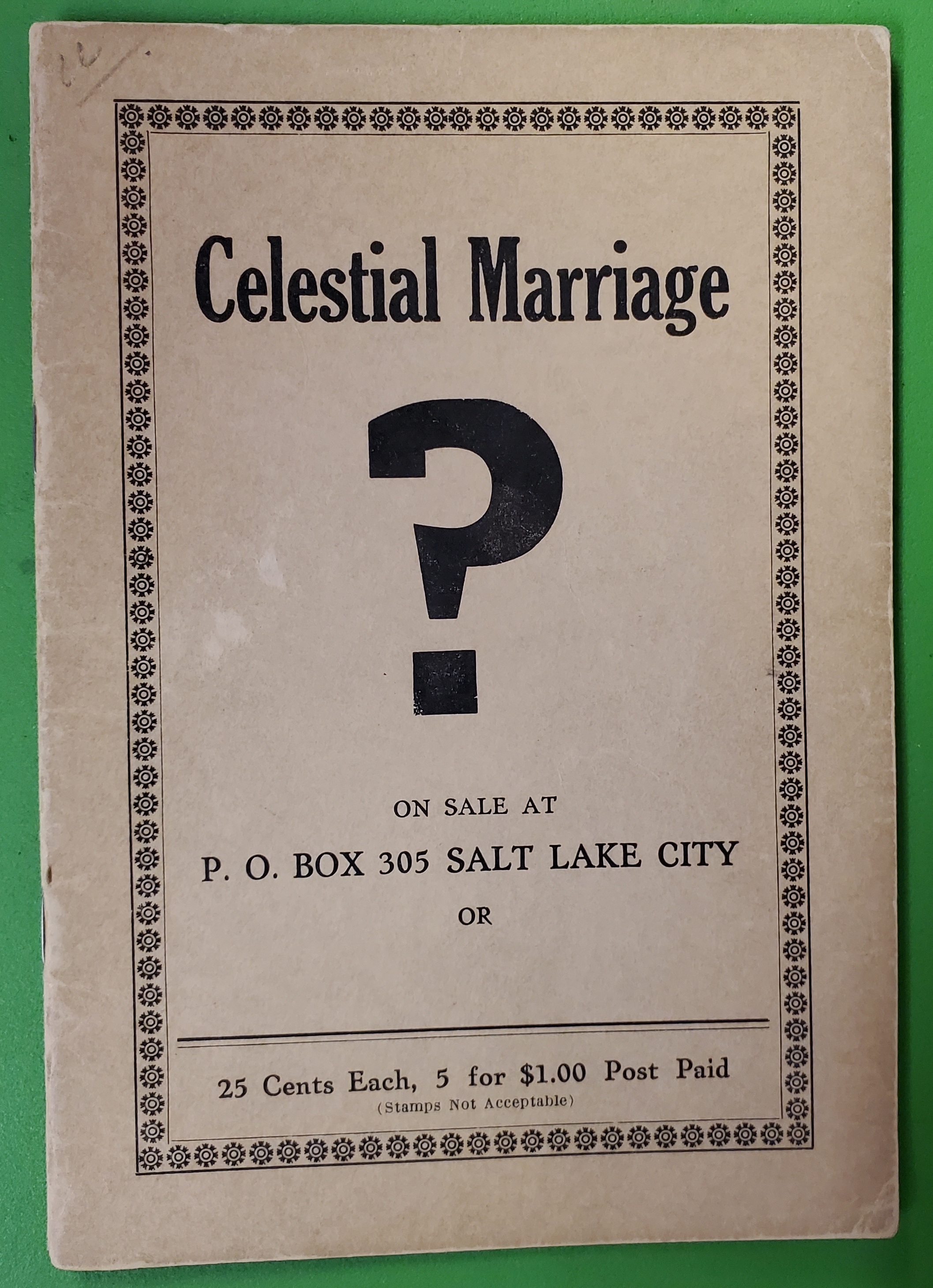 Image for Celestial Marriage; ON SALE AT P.O. Box 305 Salt Lake City [Shepard Book Co.]